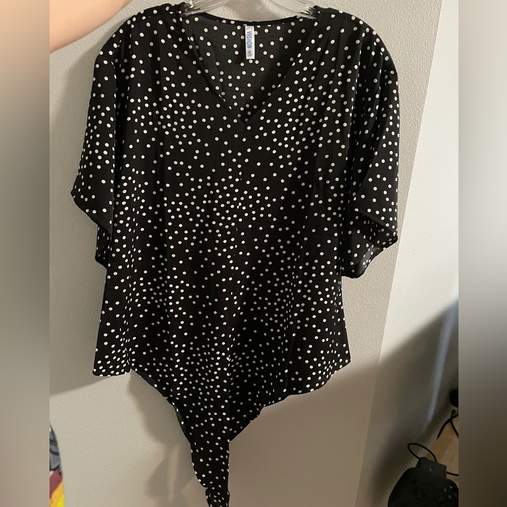VIISHOW Women’s Tie Front Batwing Chiffon V-Neck Blouse size S